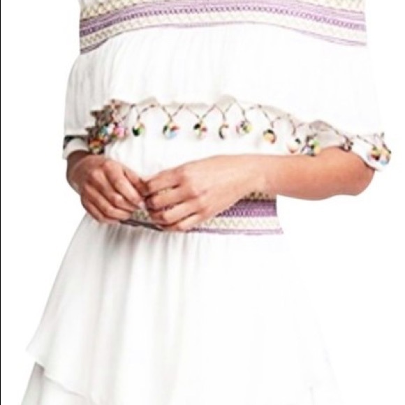 Red Carter Pom Trim Ruffle Dress / Sizes M, L - Picture 2 of 7